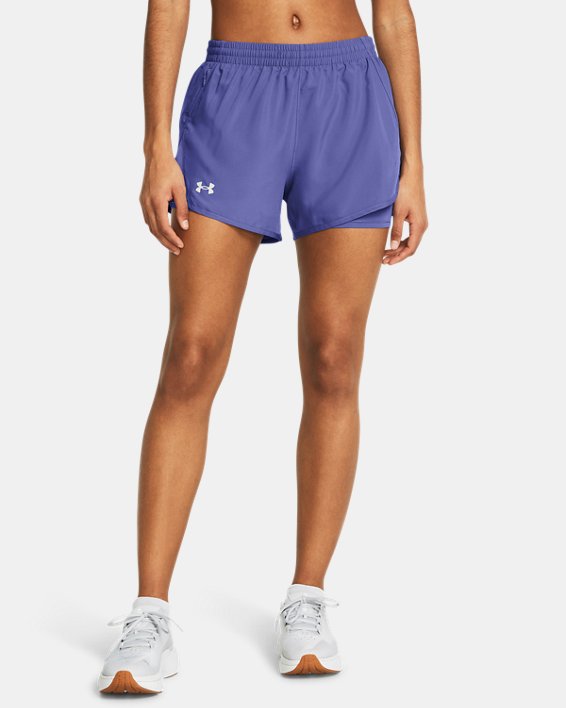 Women's UA Fly-By 2-in-1 Shorts in Purple image number 0